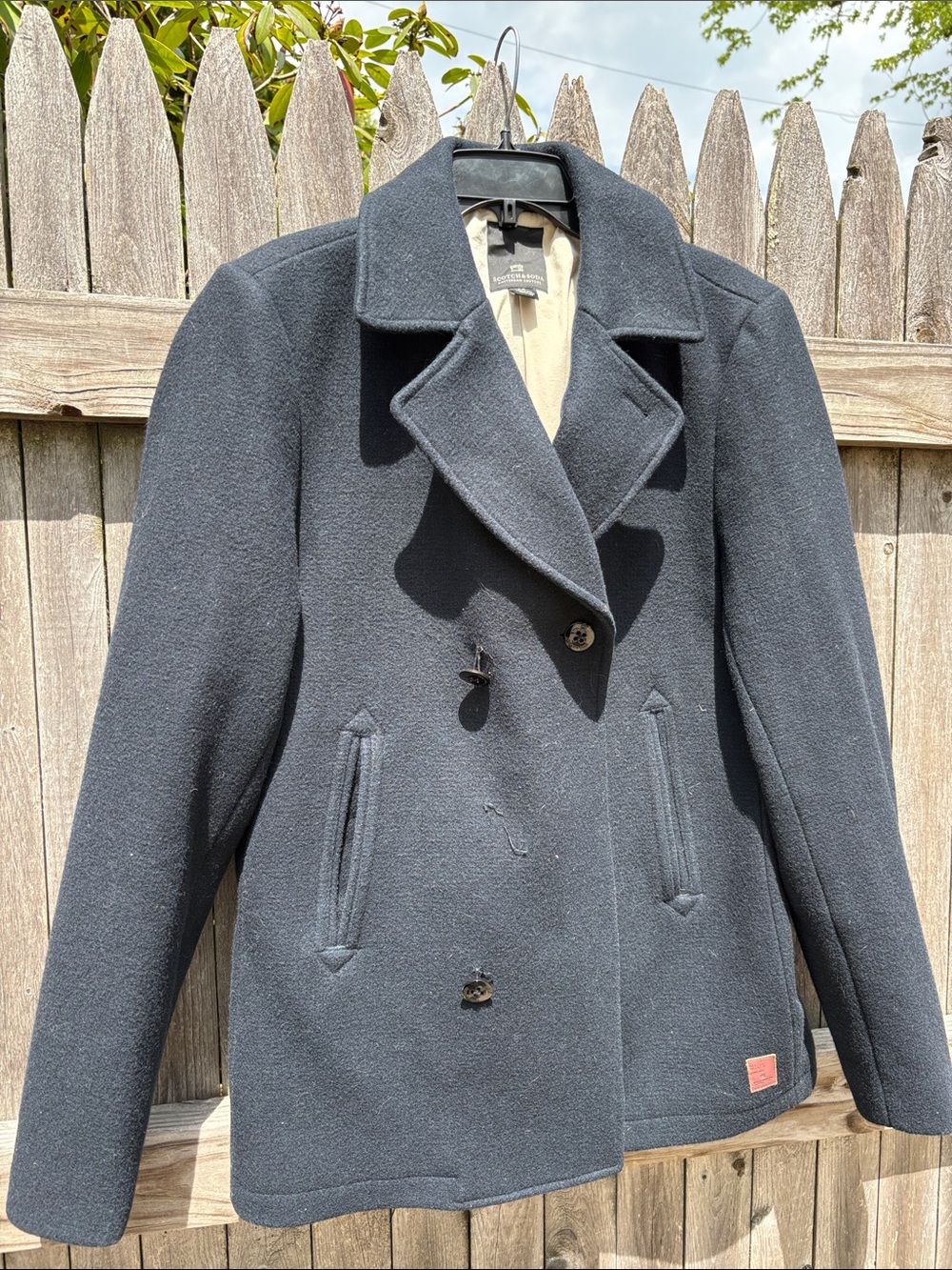 Scotch & Soda large navy wool blend Pea coat!